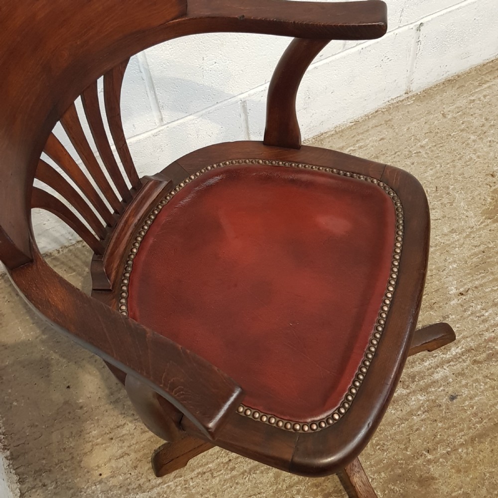 ANTIQUE EDWARDIAN OAK SWIVEL DESK CHAIR C1900 View VII