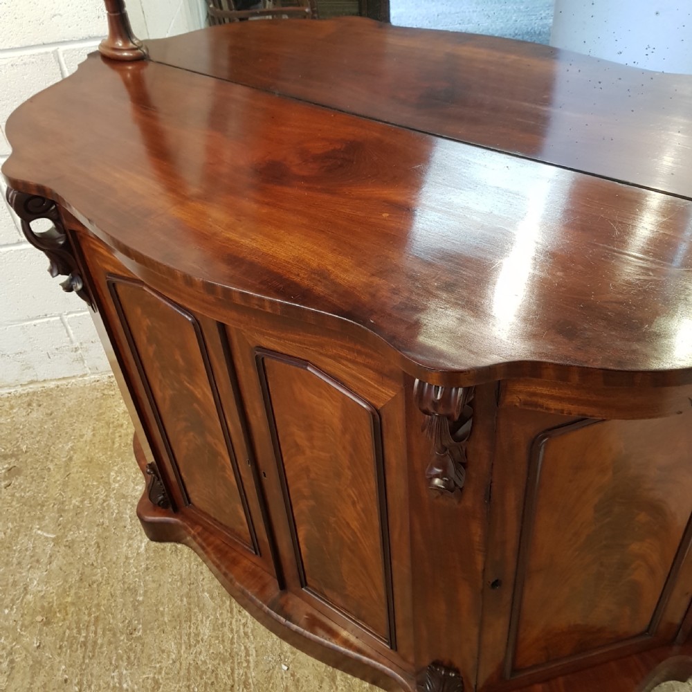ANTIQUE VICTORIAN MAHOGANY SERPENTINE FRONT CHIFFONIER C1870  View VIII