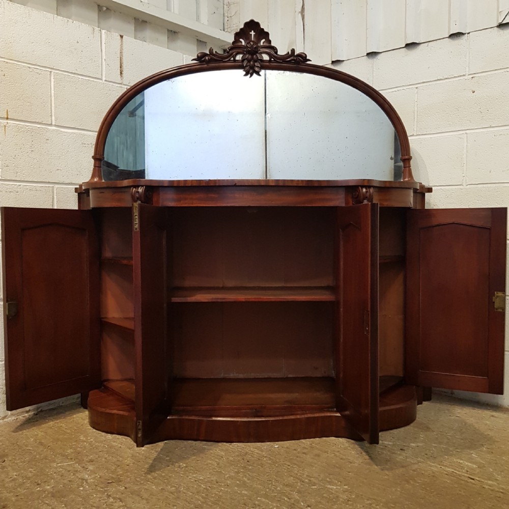 ANTIQUE VICTORIAN MAHOGANY SERPENTINE FRONT CHIFFONIER C1870  View IX