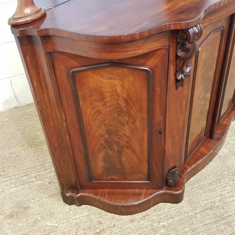ANTIQUE VICTORIAN MAHOGANY SERPENTINE FRONT CHIFFONIER C1870  View XIII