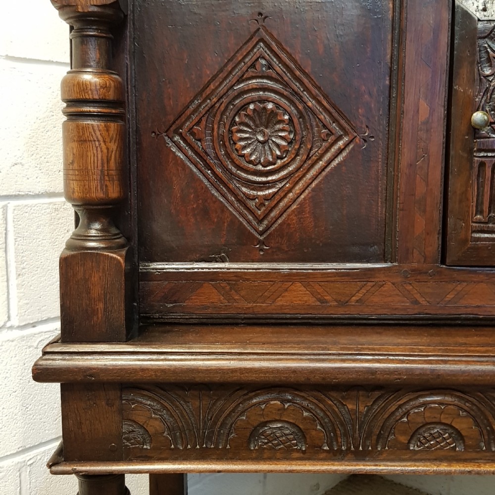 ANTIQUE 18th CENTURY CARVED COUNTRY OAK COURT CUPBOARD C1780 View V