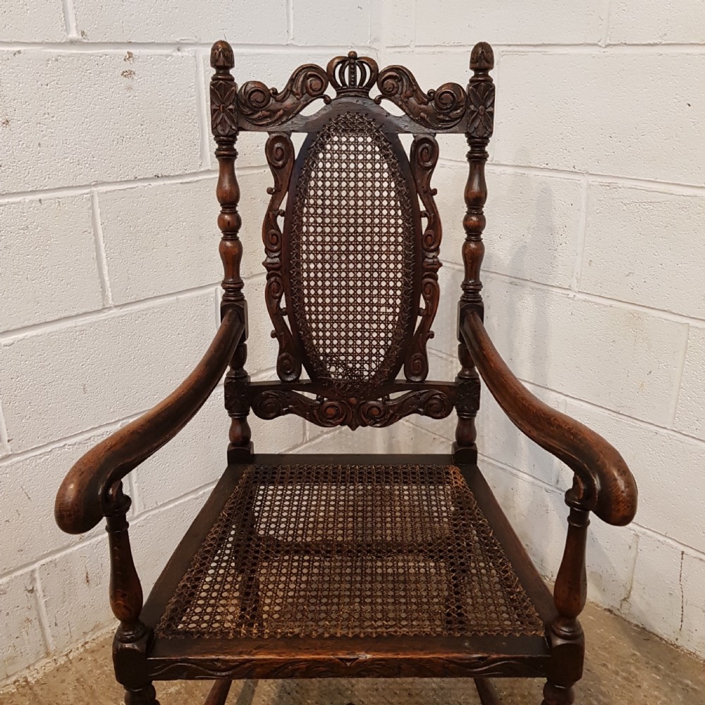 ANTIQUE 19TH CENTURY FRENCH CARVED OAK ARMCHAIR C1880 View V