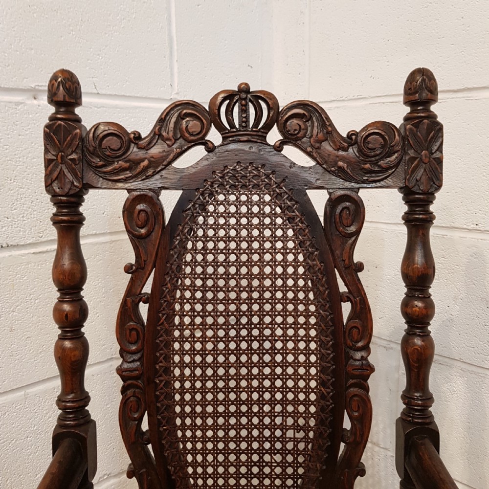 ANTIQUE 19TH CENTURY FRENCH CARVED OAK ARMCHAIR C1880 View VI
