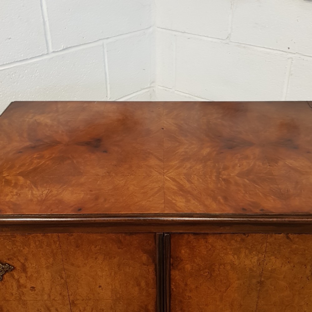 ANTIQUE QUEEN ANNE BURR WALNUT TALLBOY C1920 View III