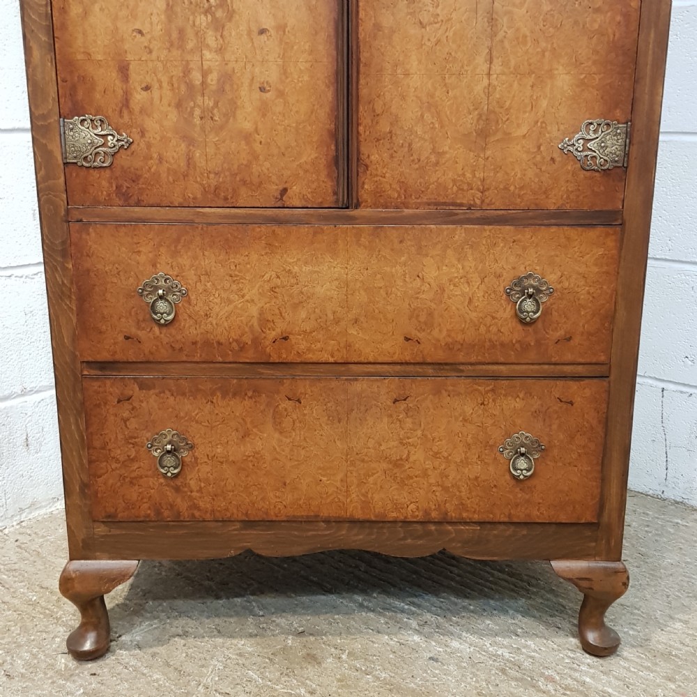 ANTIQUE QUEEN ANNE BURR WALNUT TALLBOY C1920 View IV