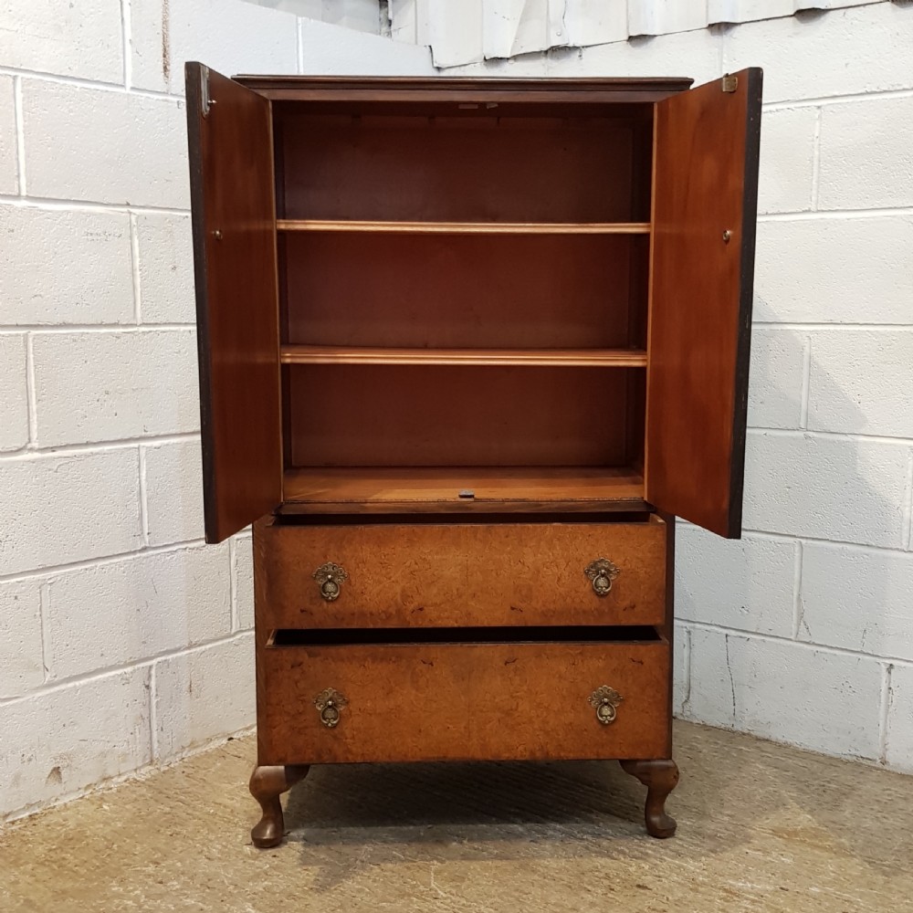 ANTIQUE QUEEN ANNE BURR WALNUT TALLBOY C1920 View VI