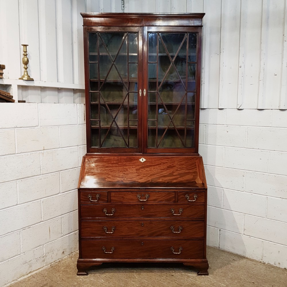 ANTIQUE REGENCY MAHOGANY ASTRAGAL GLAZED BUREAU BOOKCASE C1820 View II