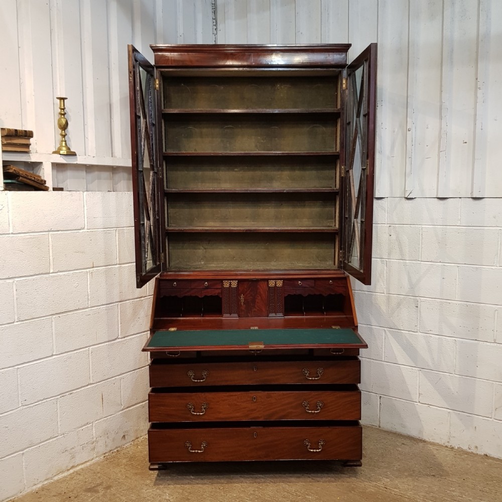 ANTIQUE REGENCY MAHOGANY ASTRAGAL GLAZED BUREAU BOOKCASE C1820 View IV