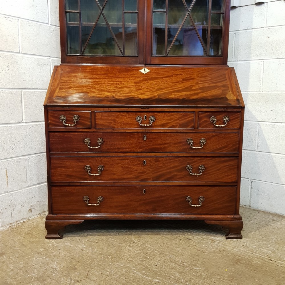 ANTIQUE REGENCY MAHOGANY ASTRAGAL GLAZED BUREAU BOOKCASE C1820 View VI