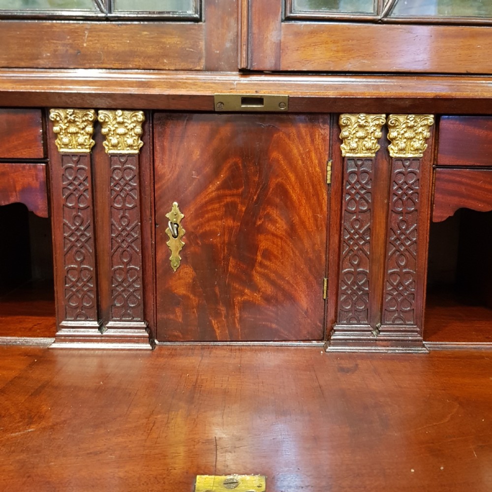 ANTIQUE REGENCY MAHOGANY ASTRAGAL GLAZED BUREAU BOOKCASE C1820 View VII