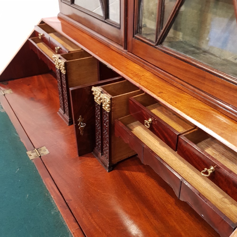 ANTIQUE REGENCY MAHOGANY ASTRAGAL GLAZED BUREAU BOOKCASE C1820 View VIII