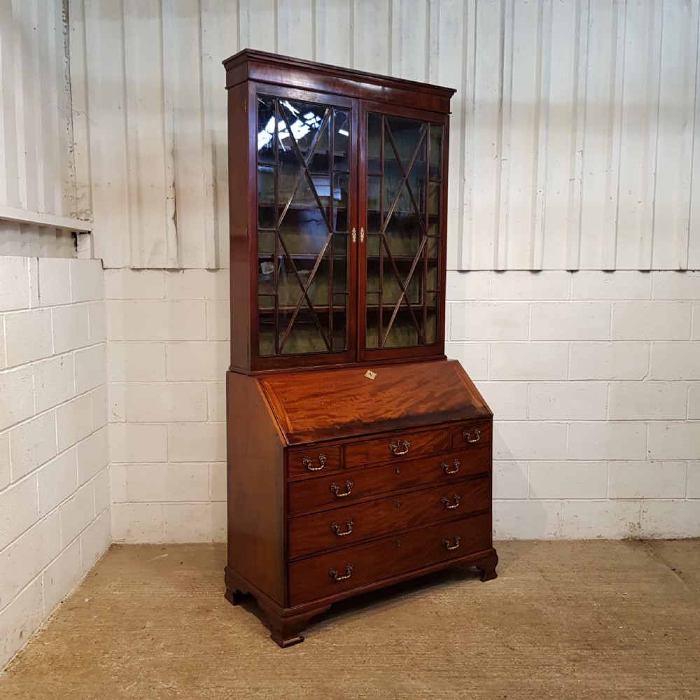 ANTIQUE REGENCY MAHOGANY ASTRAGAL GLAZED BUREAU BOOKCASE C1820 View IX
