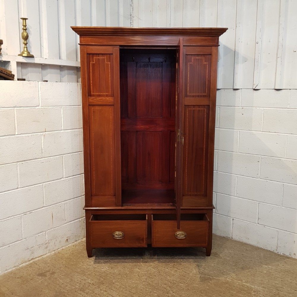 ANTIQUE EDWARDIAN MAHOGANY IN,AID WARDROBE C1900 View V