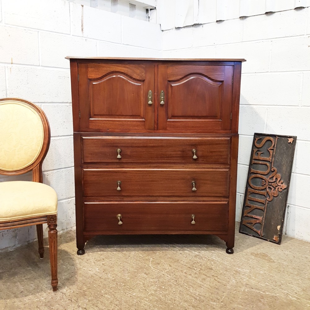 ANTIQUE EDWARDIAN MAHOGANY TALLBOY CHEST OF DRAWERS C1900