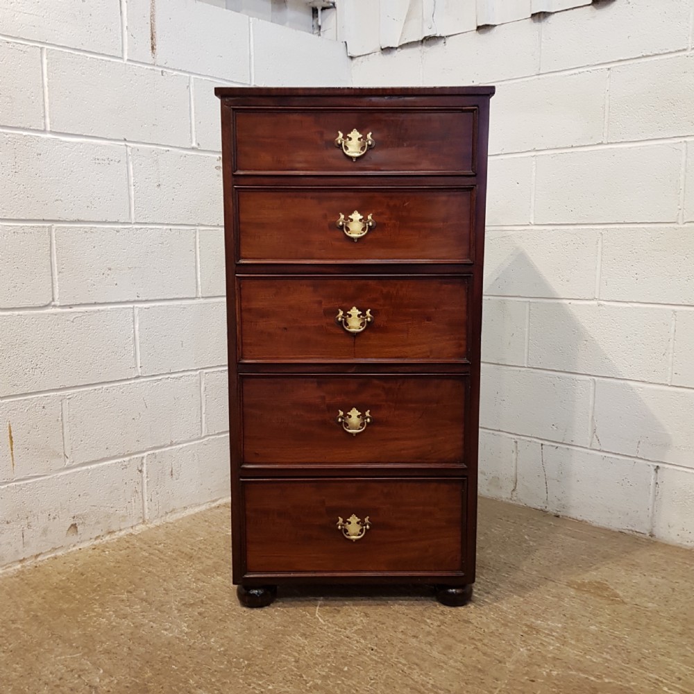 ANTIQUE REGENCY MAHOGANY TALL NARROW CHEST OF DRAWERS C1820 View II
