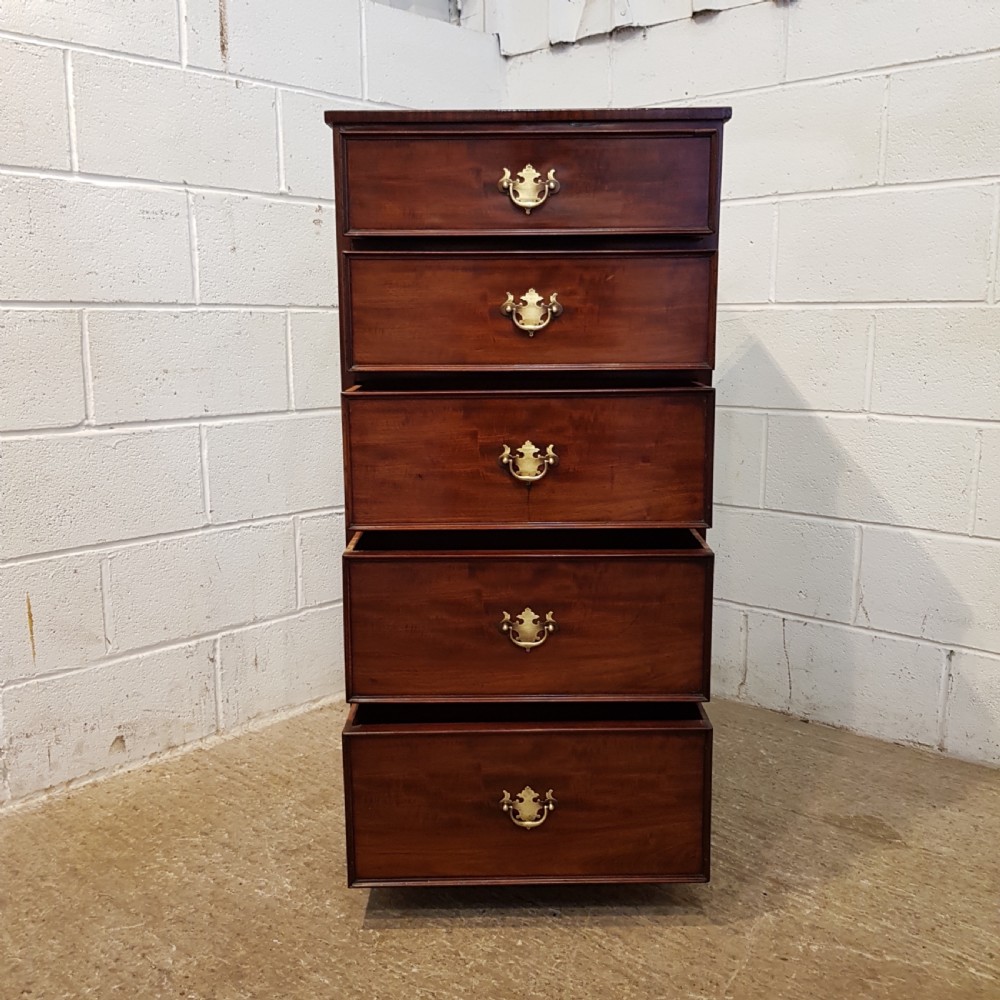 ANTIQUE REGENCY MAHOGANY TALL NARROW CHEST OF DRAWERS C1820 View V