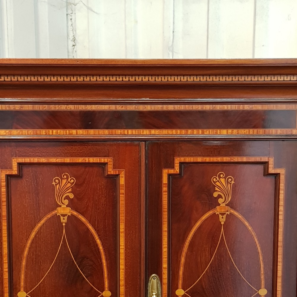 ANTIQUE EDWARDIAN INLAID MAHOGANY TRIPLE WARDROBE C1900 View V