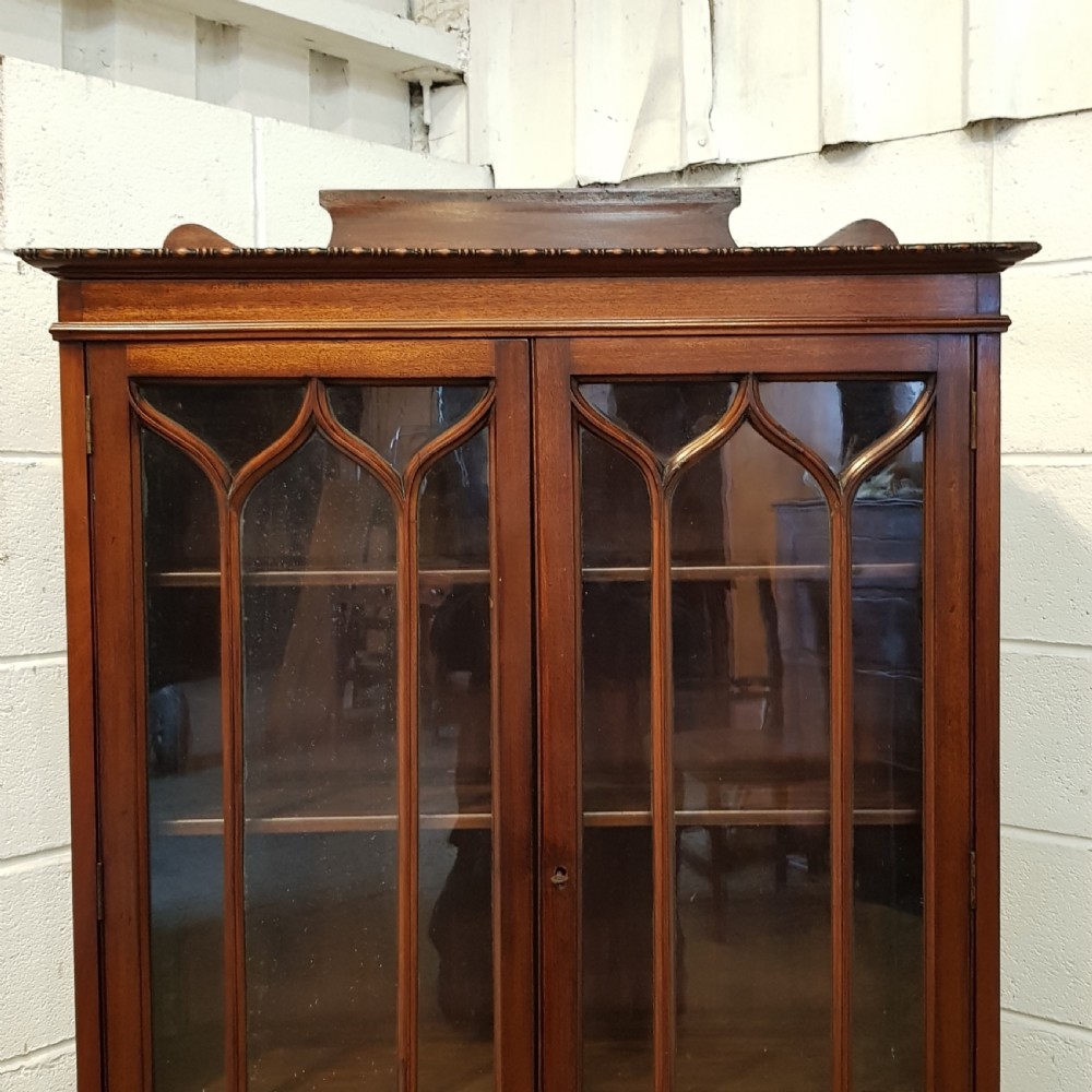 ANTIQUE EDWARDIAN MAHOGANY CHIPPENDALE GLAZED BOOKCASE C1900 View IV
