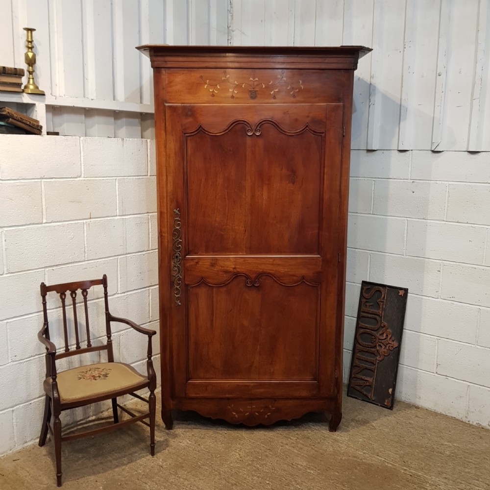 ANTIQUE 19TH CENTURY FRENCH FRUITWOOD INLAID ARMOIRE C1880 View II