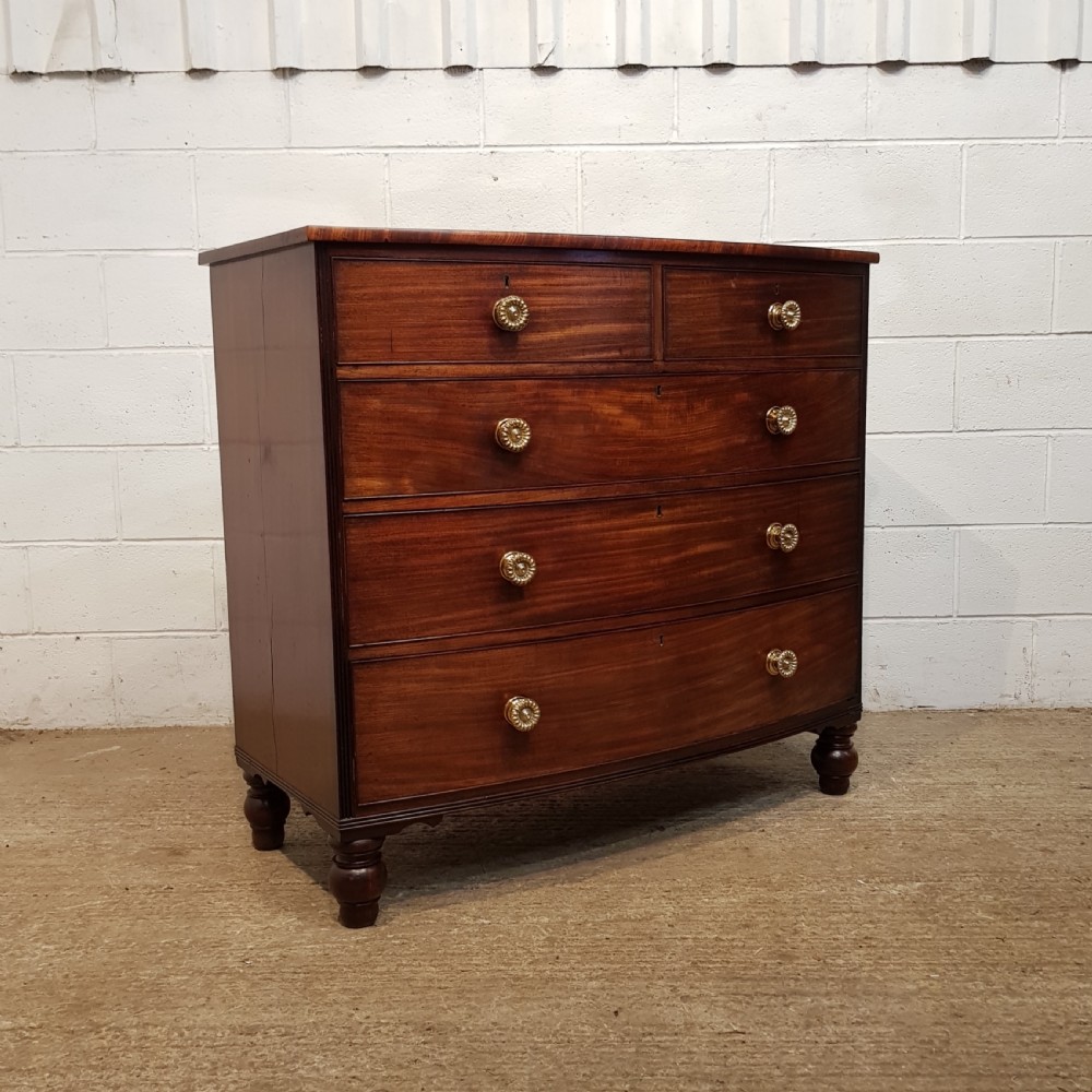 ANTIQUE REGENCY MAHOGANY BOW FRONT CHEST OF DRAWERS C1820 View II