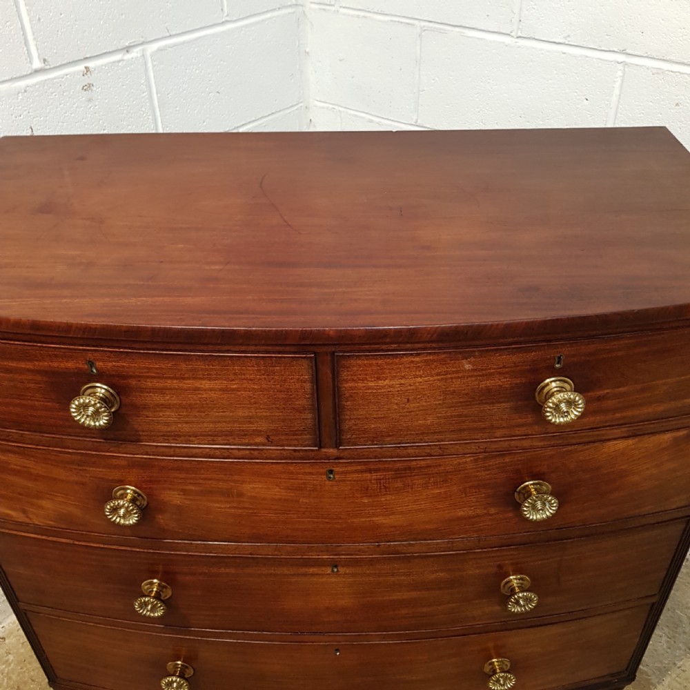 ANTIQUE REGENCY MAHOGANY BOW FRONT CHEST OF DRAWERS C1820 View IV