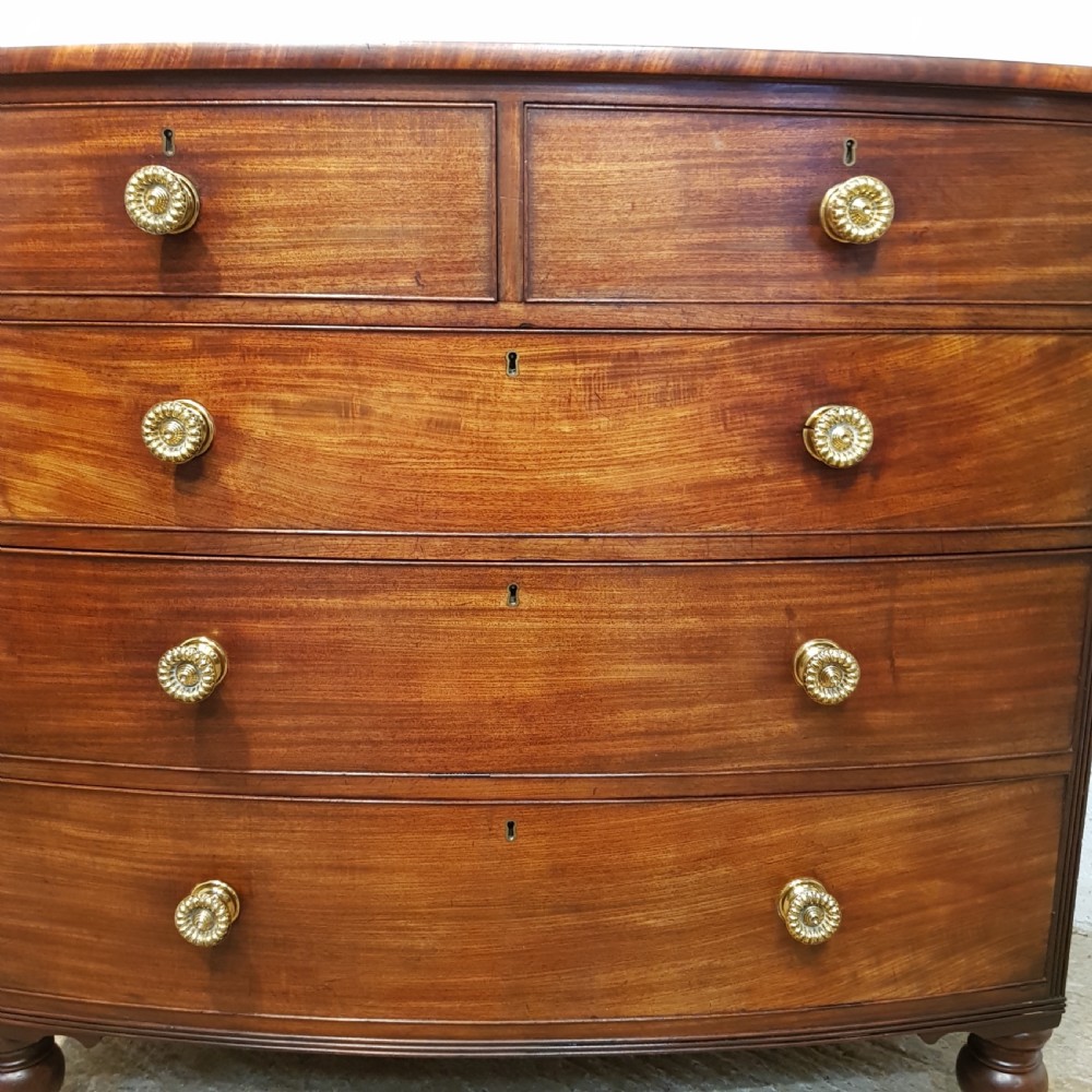 ANTIQUE REGENCY MAHOGANY BOW FRONT CHEST OF DRAWERS C1820 View VI