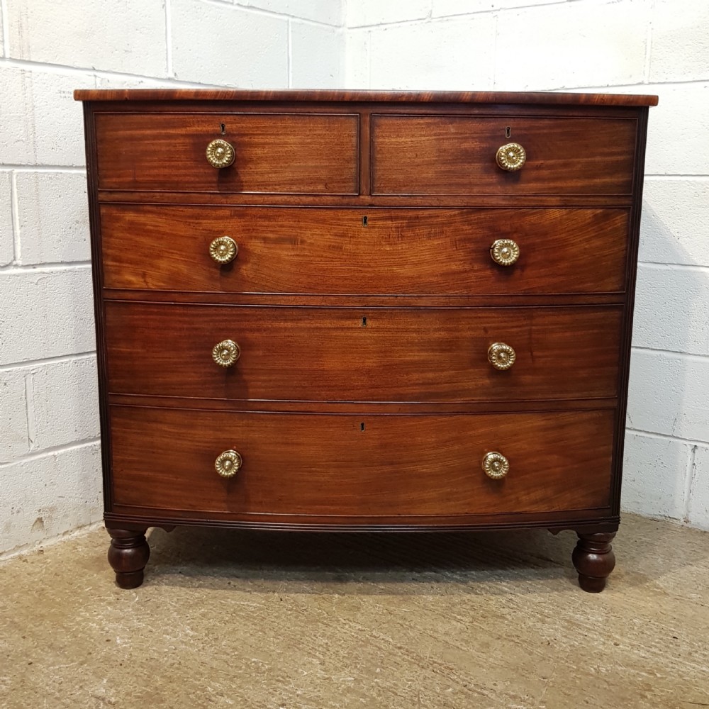 ANTIQUE REGENCY MAHOGANY BOW FRONT CHEST OF DRAWERS C1820 View VII