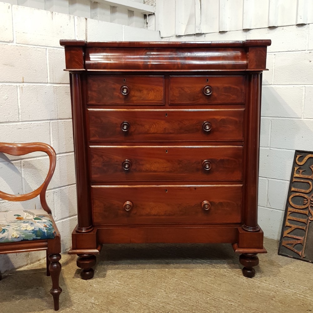 ANTIQUE VICTORIAN MAHOGANY SCOTCH CHEST OF DRAWERS C1880