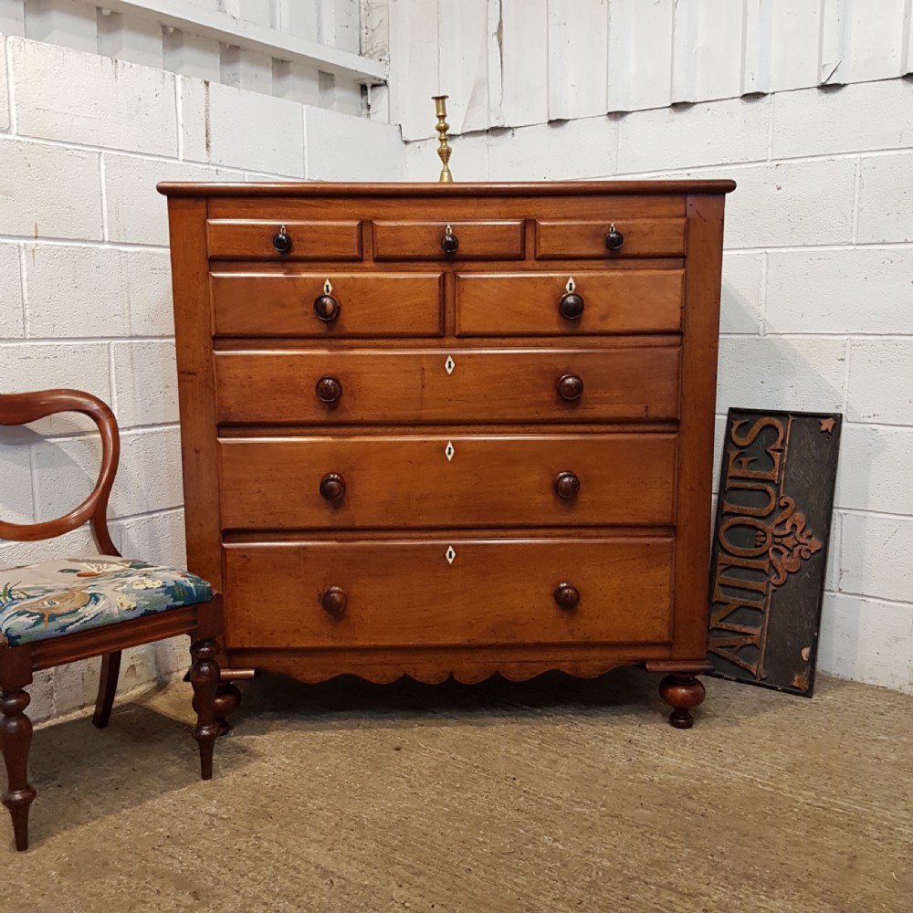 ANTIQUE VICTORIAN MAHOGANY CUMBERLAND CHEST OF DRAWERS C1880