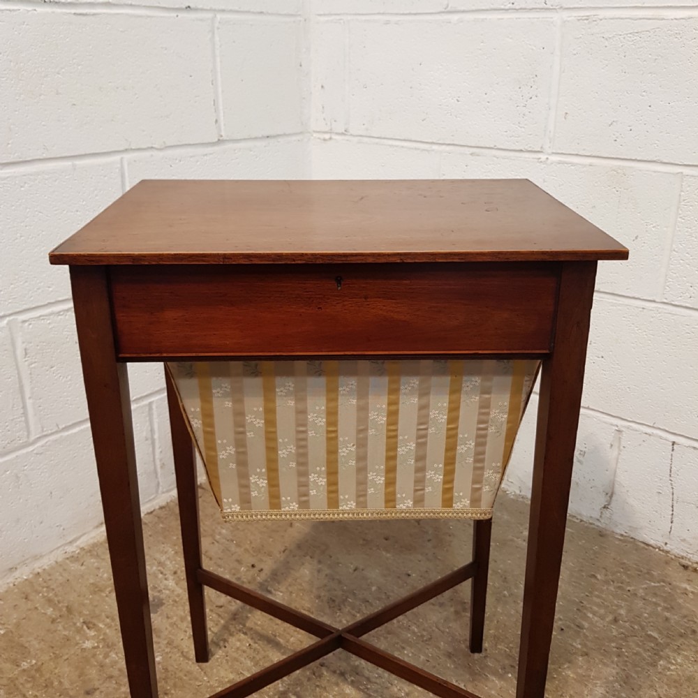 ANTIQUE SMALL REGENCY MAHOGANY WORK SEWING TABLE C1820 View V