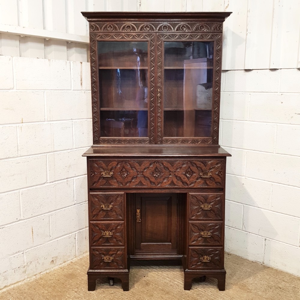 ANTIQUE LATE 18TH CENTURY OAK SECRETAIRE BOOKCASE C1780 View II