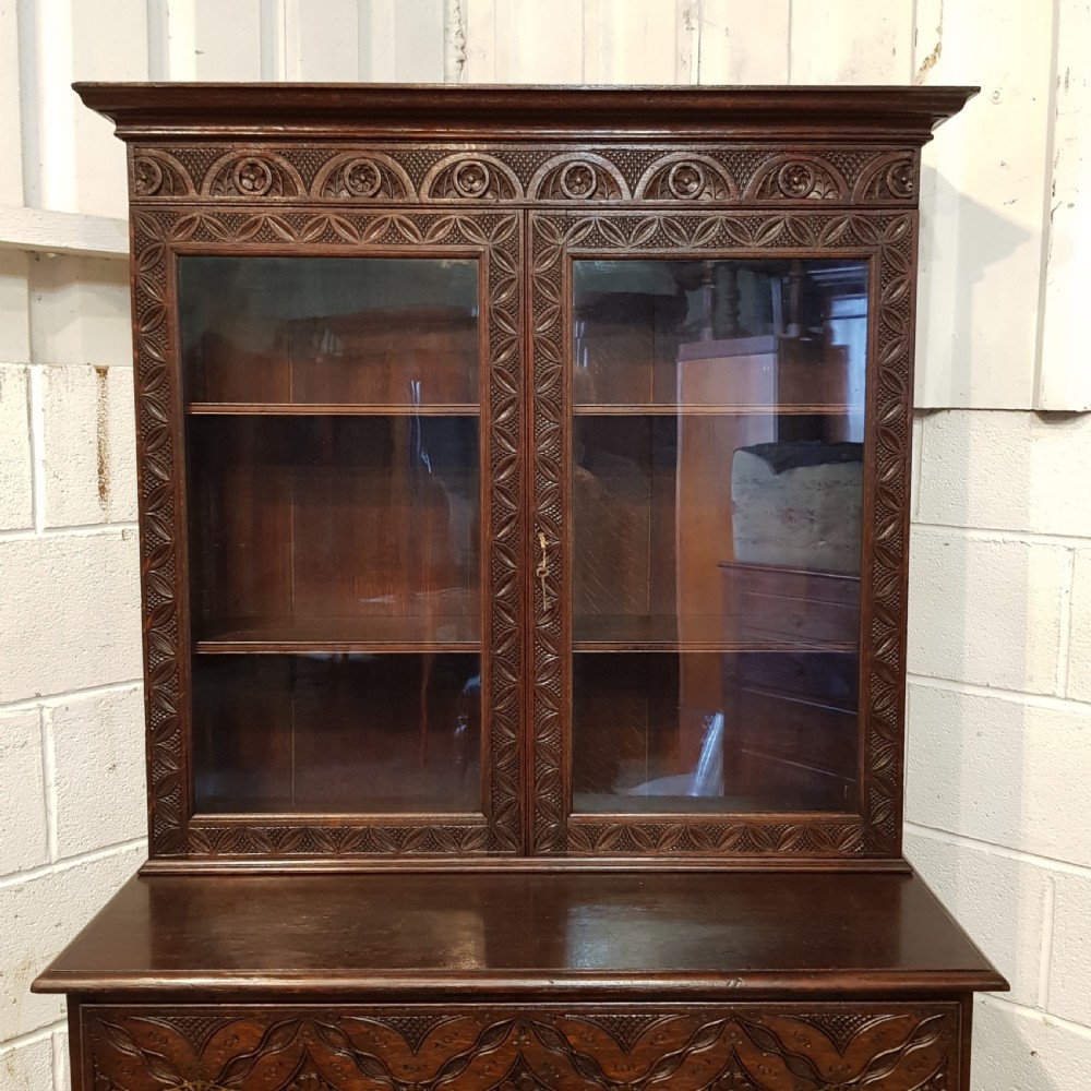 ANTIQUE LATE 18TH CENTURY OAK SECRETAIRE BOOKCASE C1780 View VII