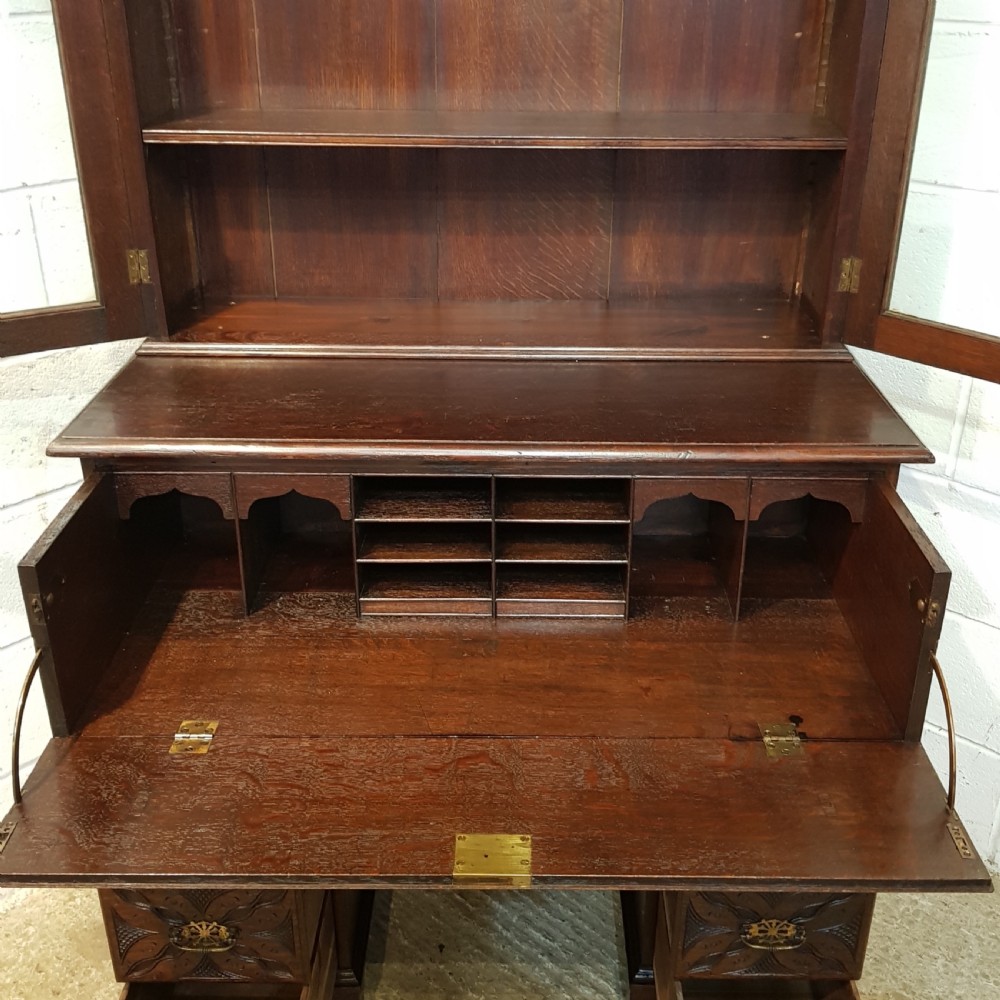 ANTIQUE LATE 18TH CENTURY OAK SECRETAIRE BOOKCASE C1780 View IX