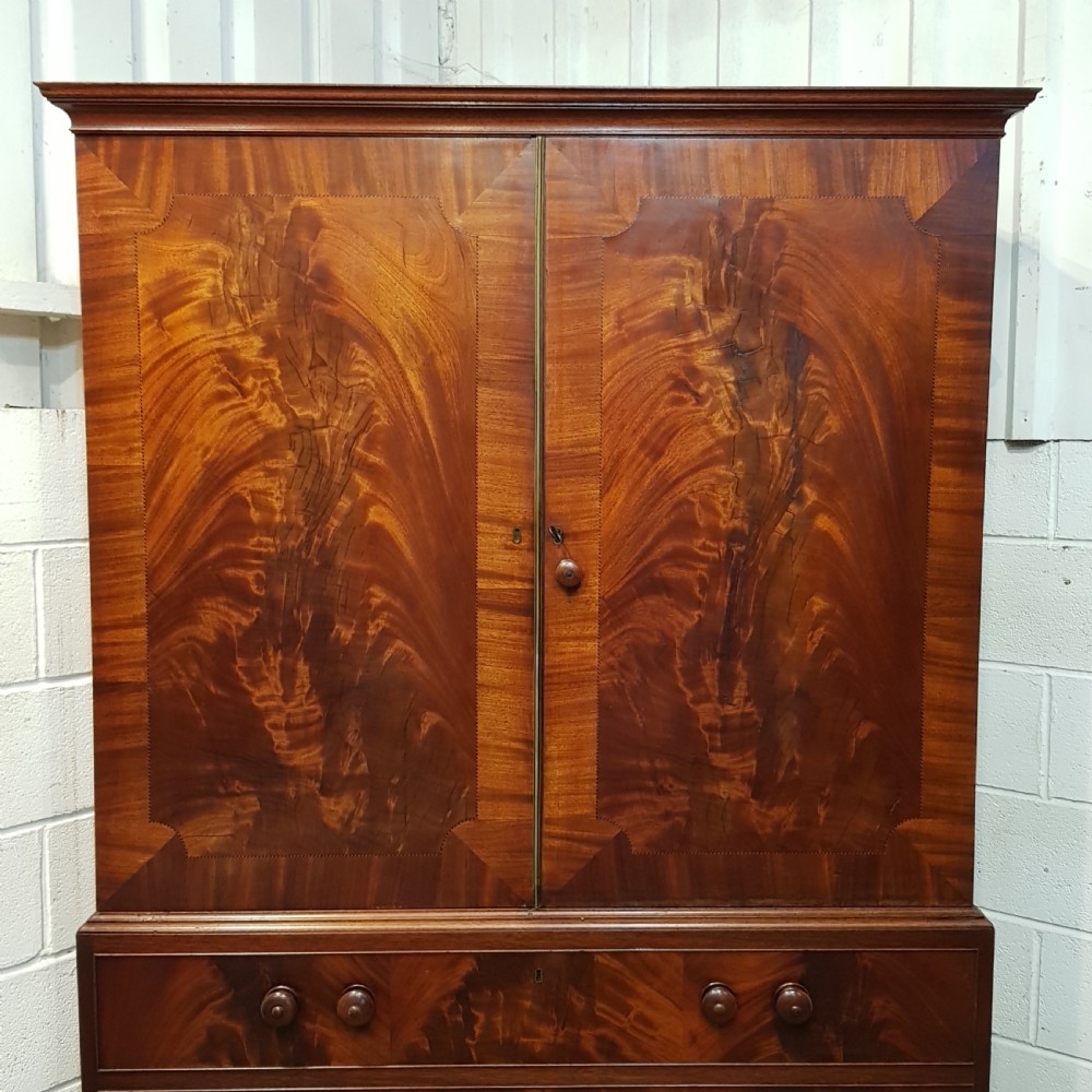 ANTIQUE 18TH CENTURY PERIOD MAHOGANY CLOTHES PRESS C1780 View X