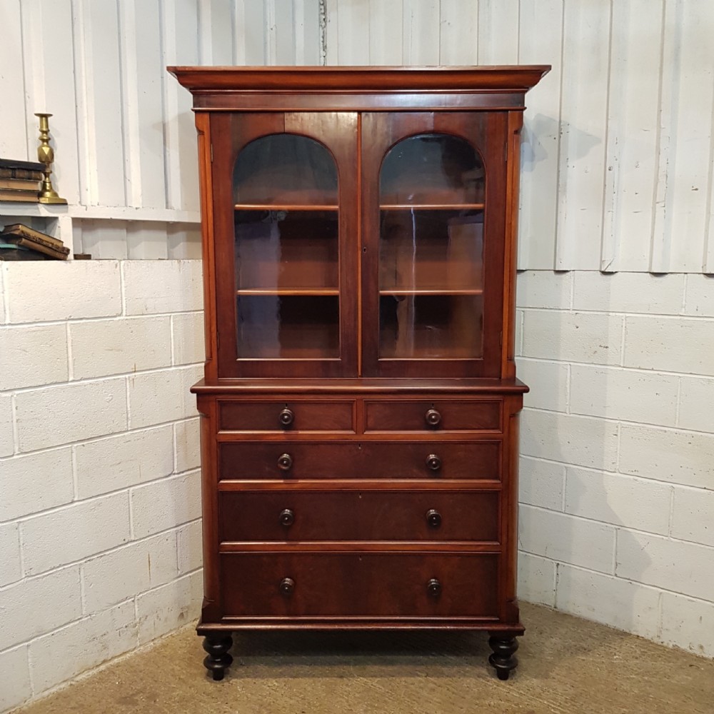 ANTIQUE VICTORIAN MAHOGANY BOOKCASE ON CHEST C1880 View IV