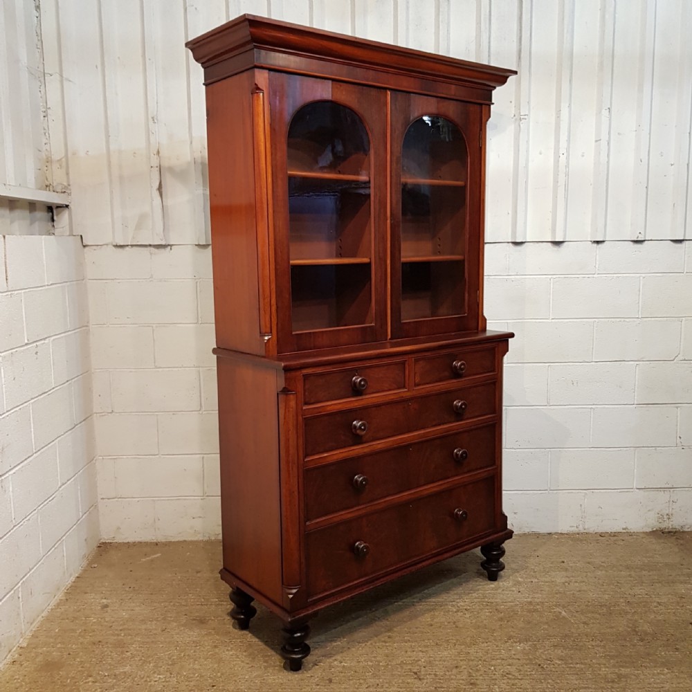 ANTIQUE VICTORIAN MAHOGANY BOOKCASE ON CHEST C1880 View VI