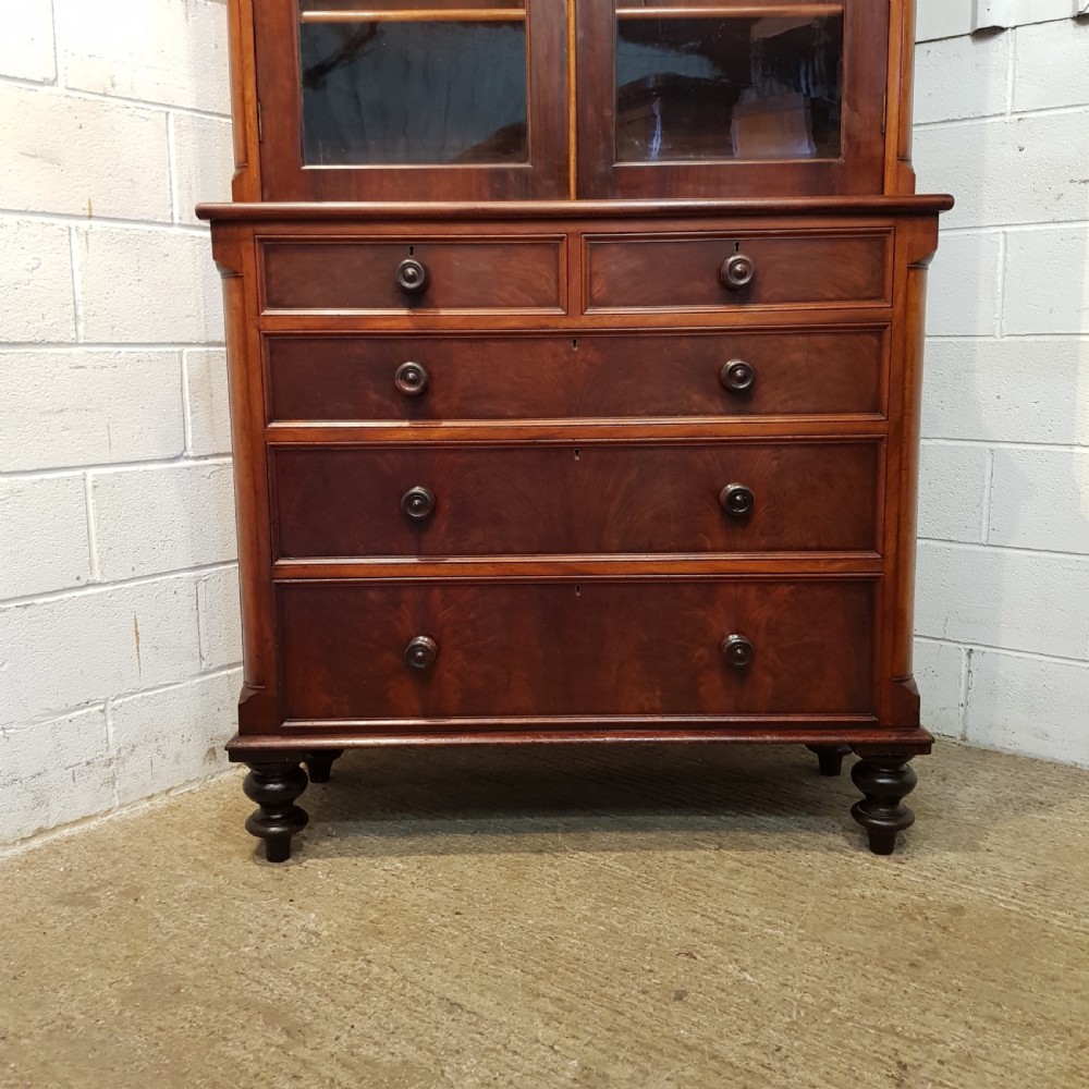 ANTIQUE VICTORIAN MAHOGANY BOOKCASE ON CHEST C1880 View VII