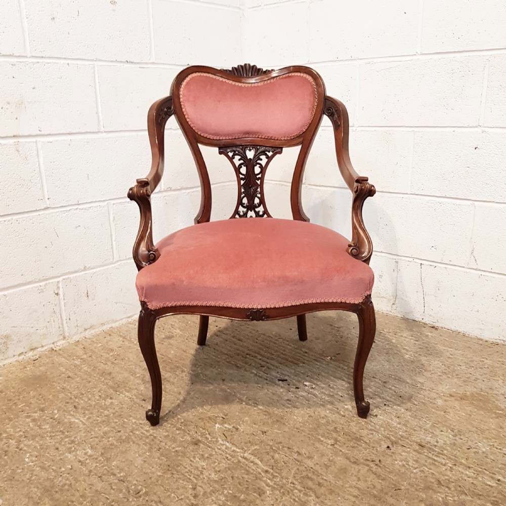 ANTIQ EDWARDIAN MAHOGANY SALON CHAIR C1900 View II