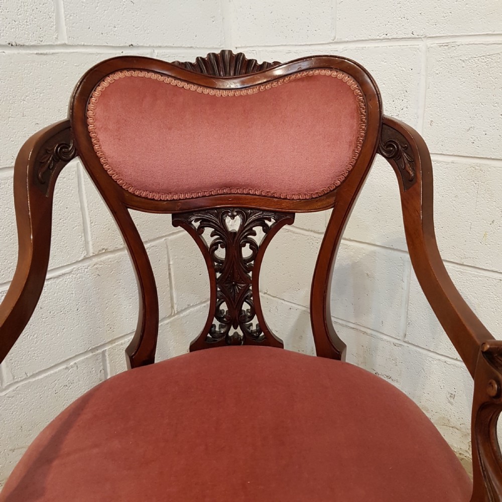 ANTIQ EDWARDIAN MAHOGANY SALON CHAIR C1900 View III
