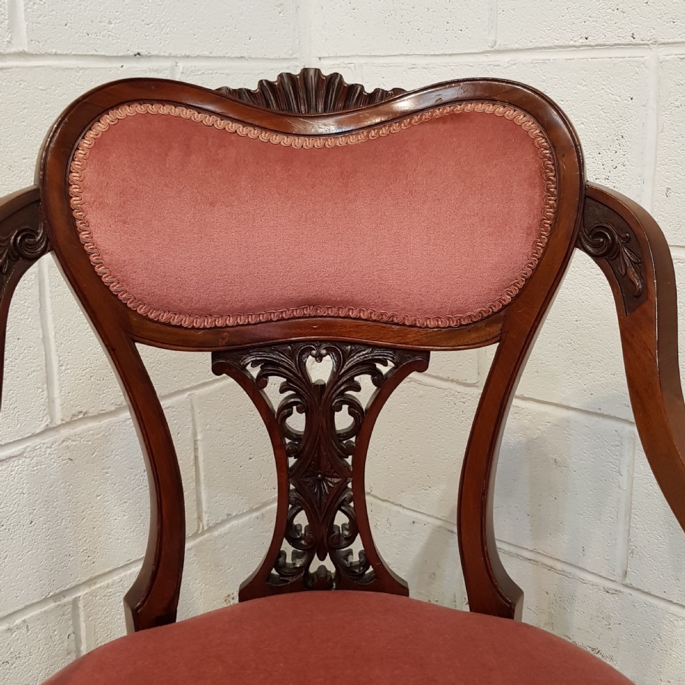 ANTIQ EDWARDIAN MAHOGANY SALON CHAIR C1900 View IV