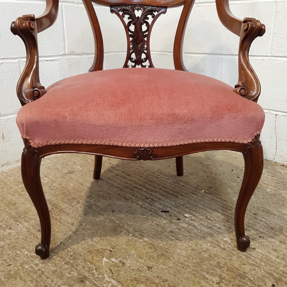 ANTIQ EDWARDIAN MAHOGANY SALON CHAIR C1900 View V