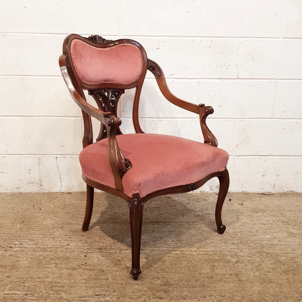 ANTIQ EDWARDIAN MAHOGANY SALON CHAIR C1900 View VI