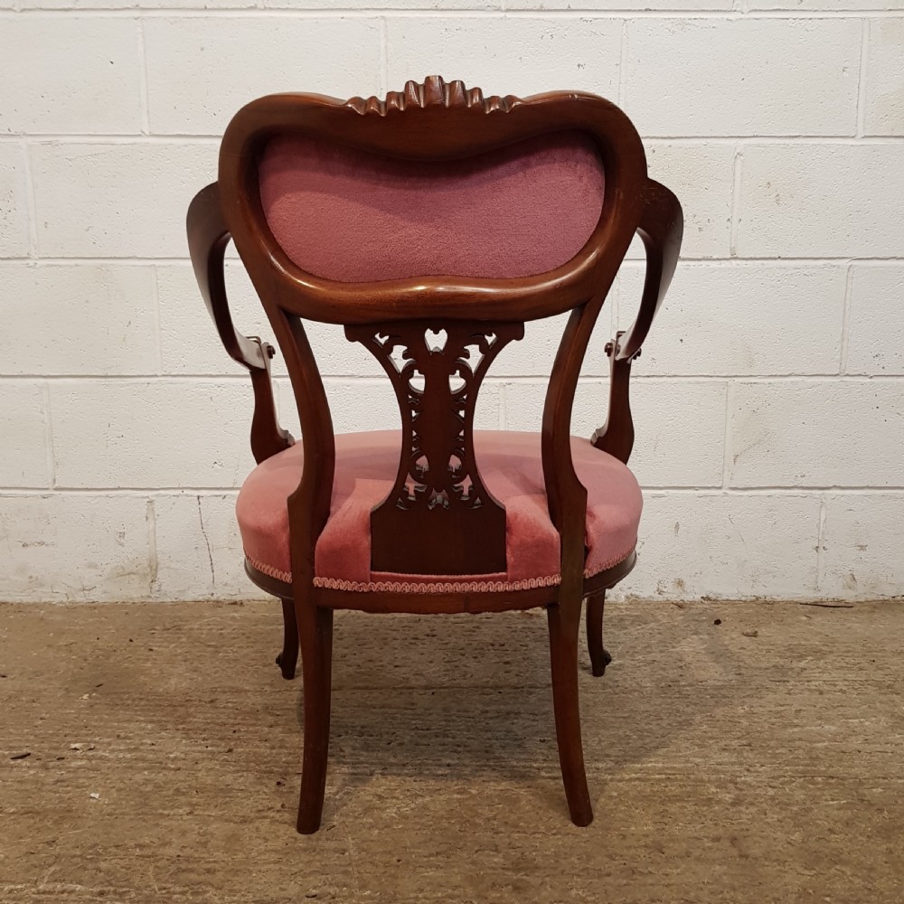 ANTIQ EDWARDIAN MAHOGANY SALON CHAIR C1900 View VII