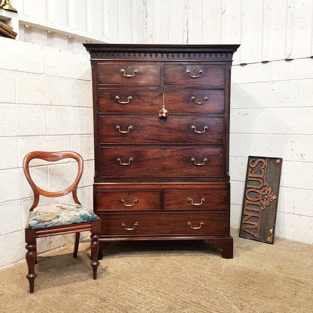 ANTIQUE 18TH CENTURY MAHOGANY CHEST ON CHEST C1780