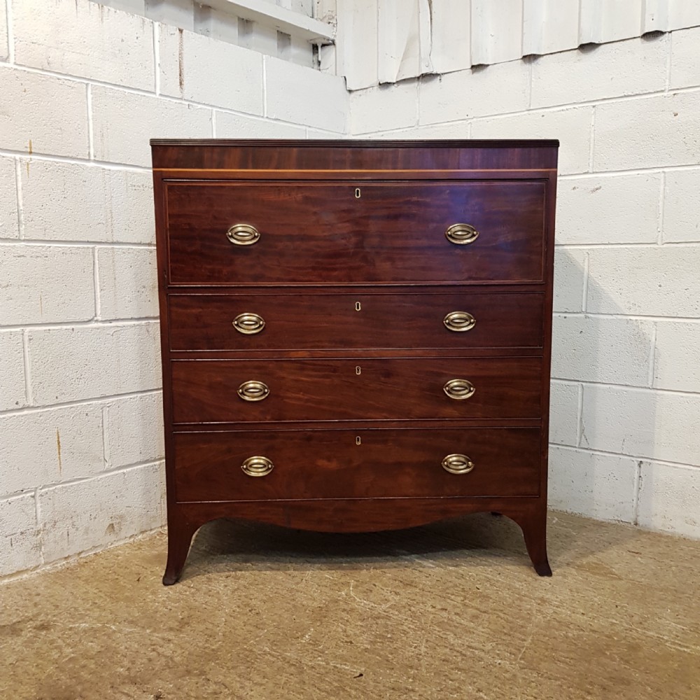 ANTIQUE REGENCY MAHOGANY SECRETAIRE CHEST OF DRAWERS C1820 View II