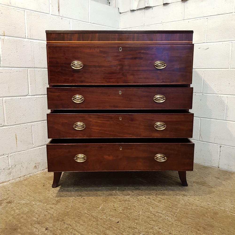 ANTIQUE REGENCY MAHOGANY SECRETAIRE CHEST OF DRAWERS C1820 View IV