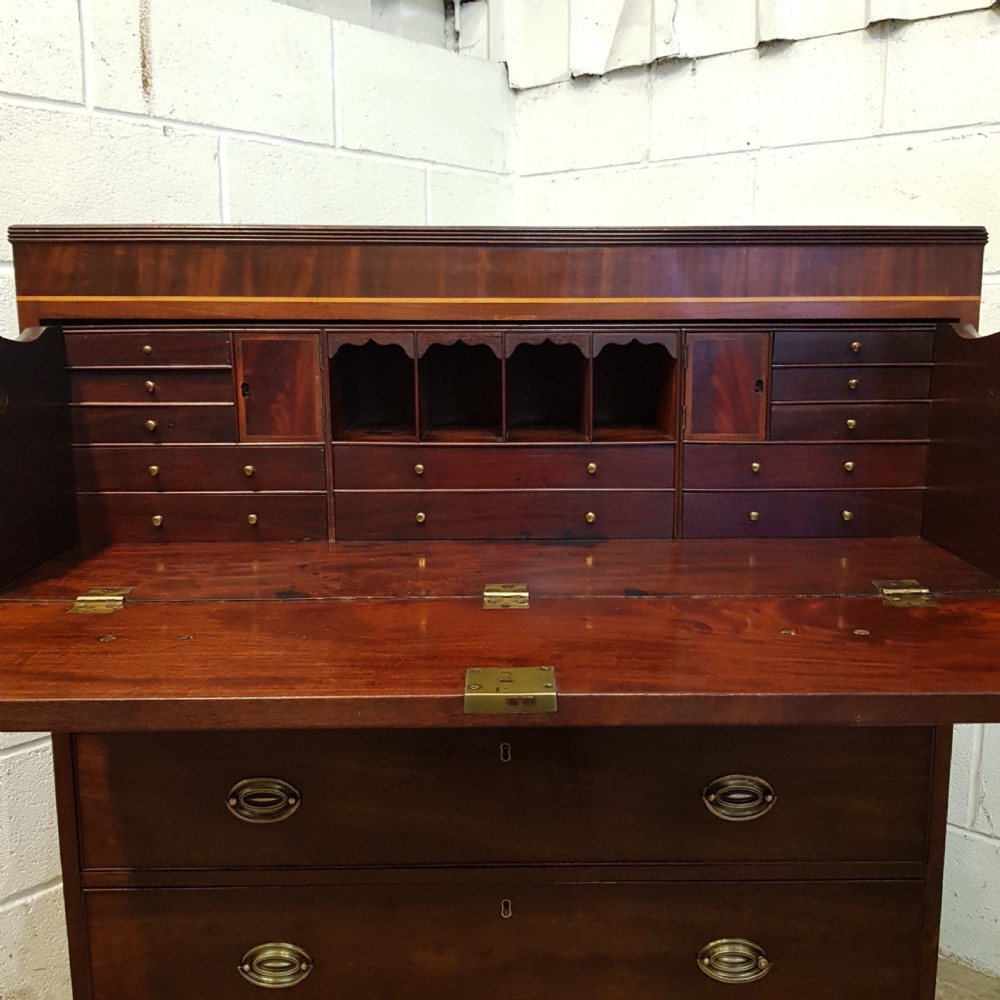 ANTIQUE REGENCY MAHOGANY SECRETAIRE CHEST OF DRAWERS C1820 View V