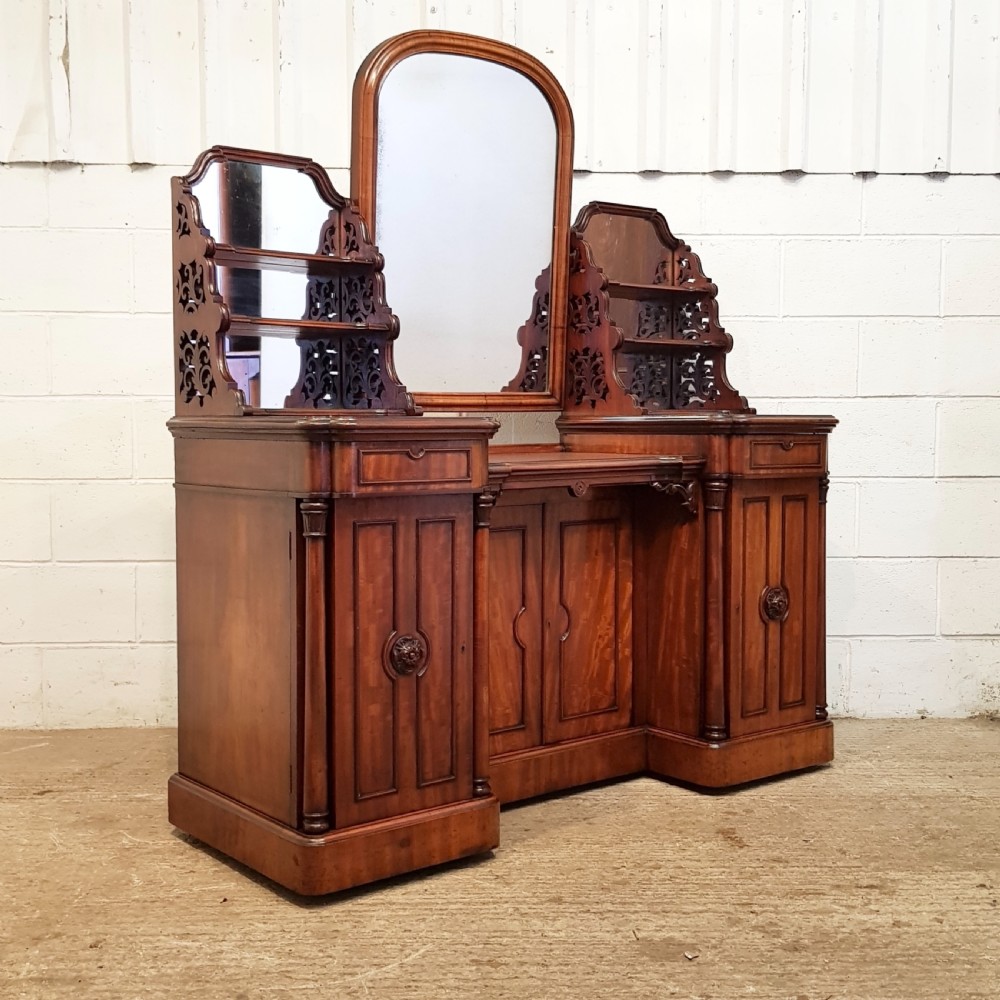 ANTIQUE VICTORIAN LARGE MAHOGANY DRESSING TABLE C1880 View IX