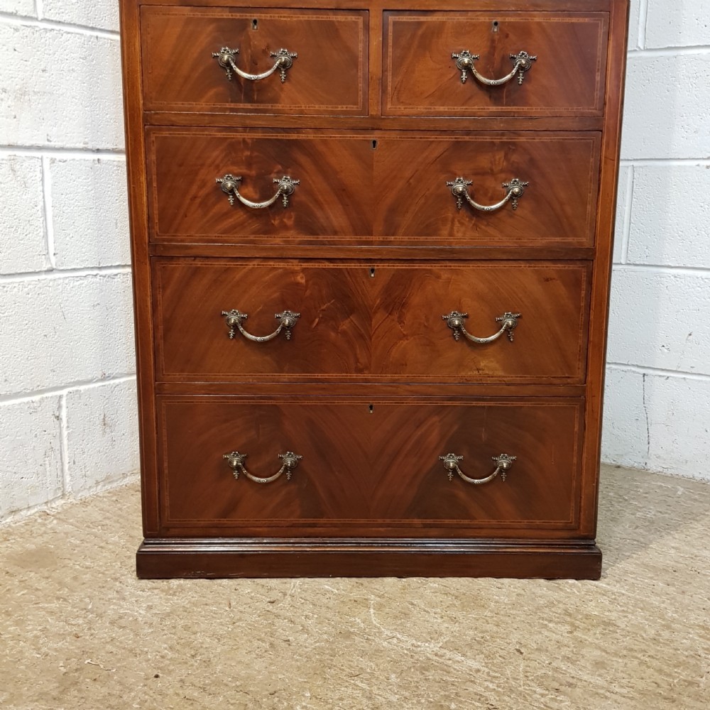 ANTIQUE LATE VICTORIAN BOW FRONT MAHOGANY TALL BOY C1890 View II