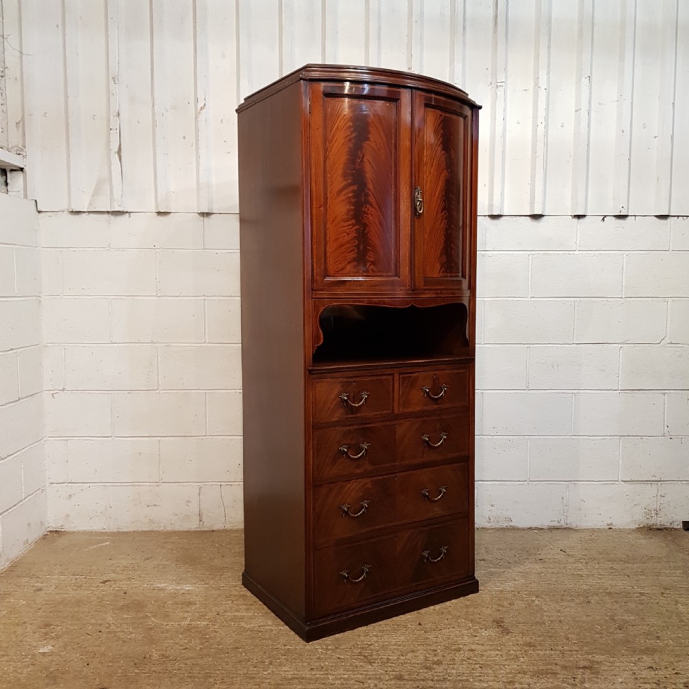 ANTIQUE LATE VICTORIAN BOW FRONT MAHOGANY TALL BOY C1890 View VII